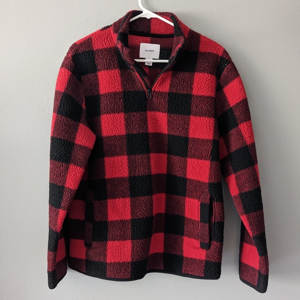 Sherpa buffalo check pullover sz med